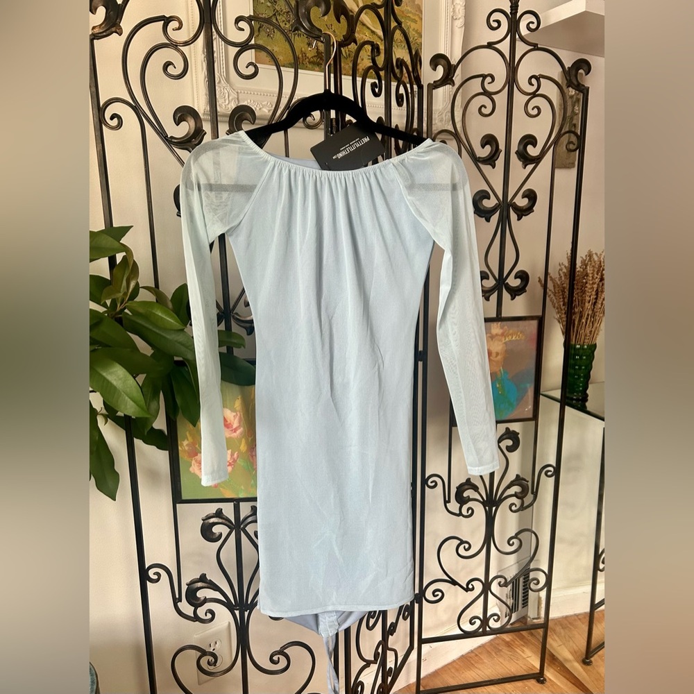 PrettyLittleThing Light Blue Sheer Dress